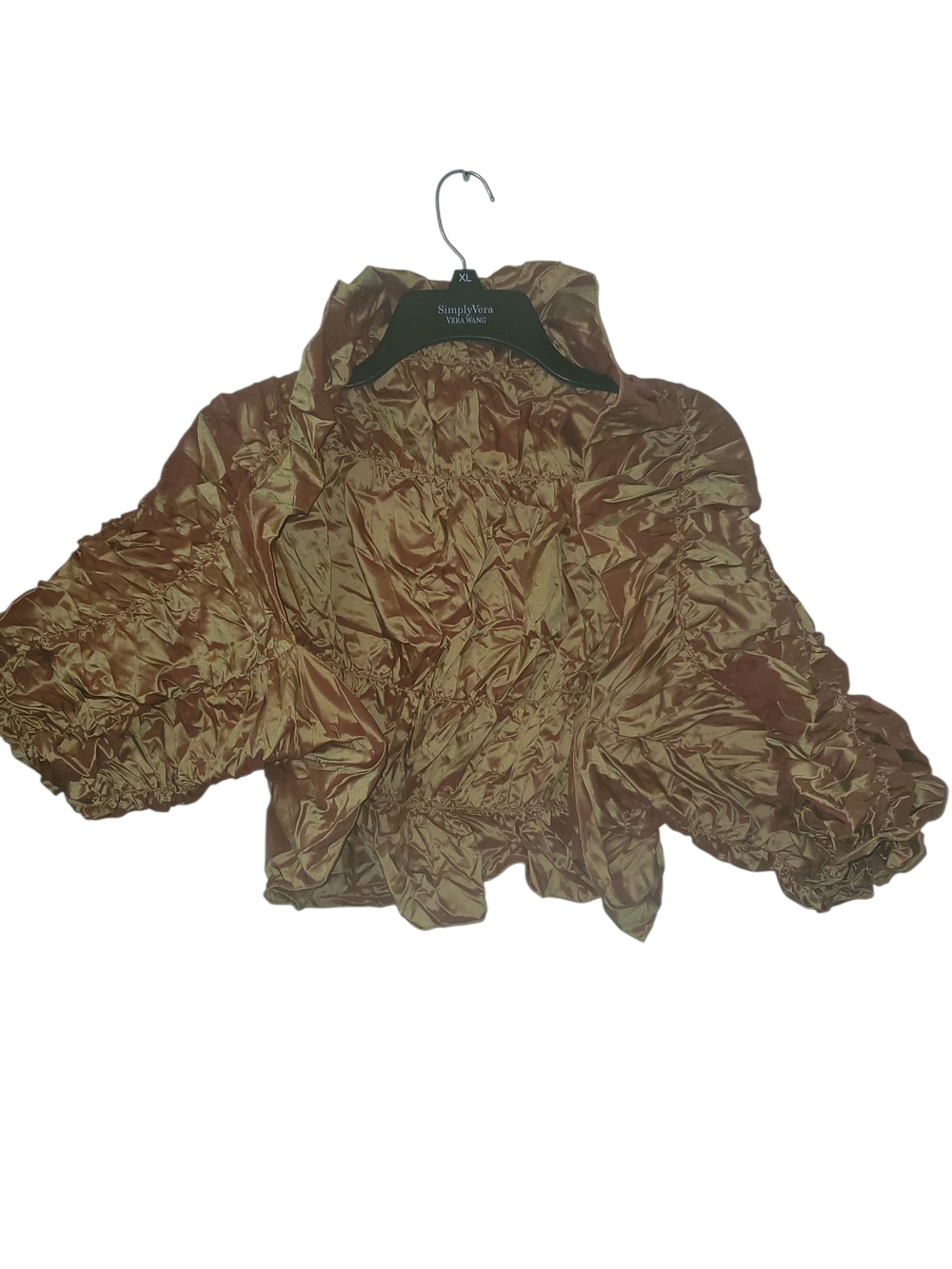 Mina Mann Gold Metallic Ruffled Evening Bolero Jacket